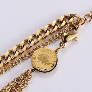 Queen Elizabeth Coin 18K Gold Plated Bracelet